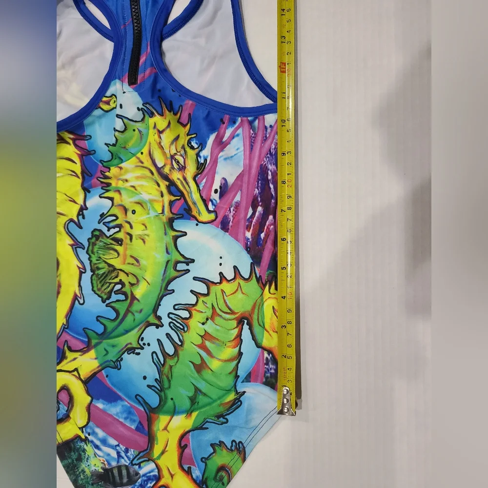 Sport Couture Seahorse Parade UPF 50+ 1-Piece Swimsuit Sz Youth M NWT